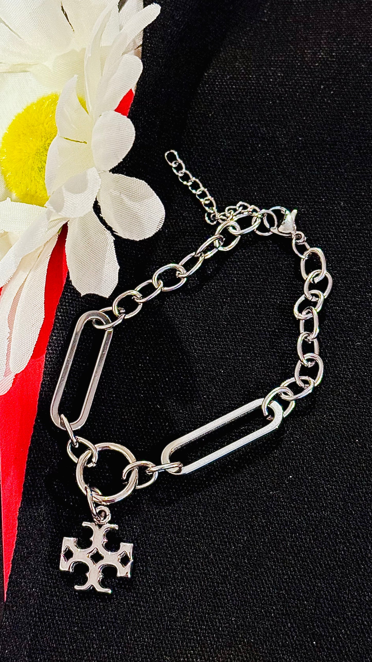 silver T bracelet