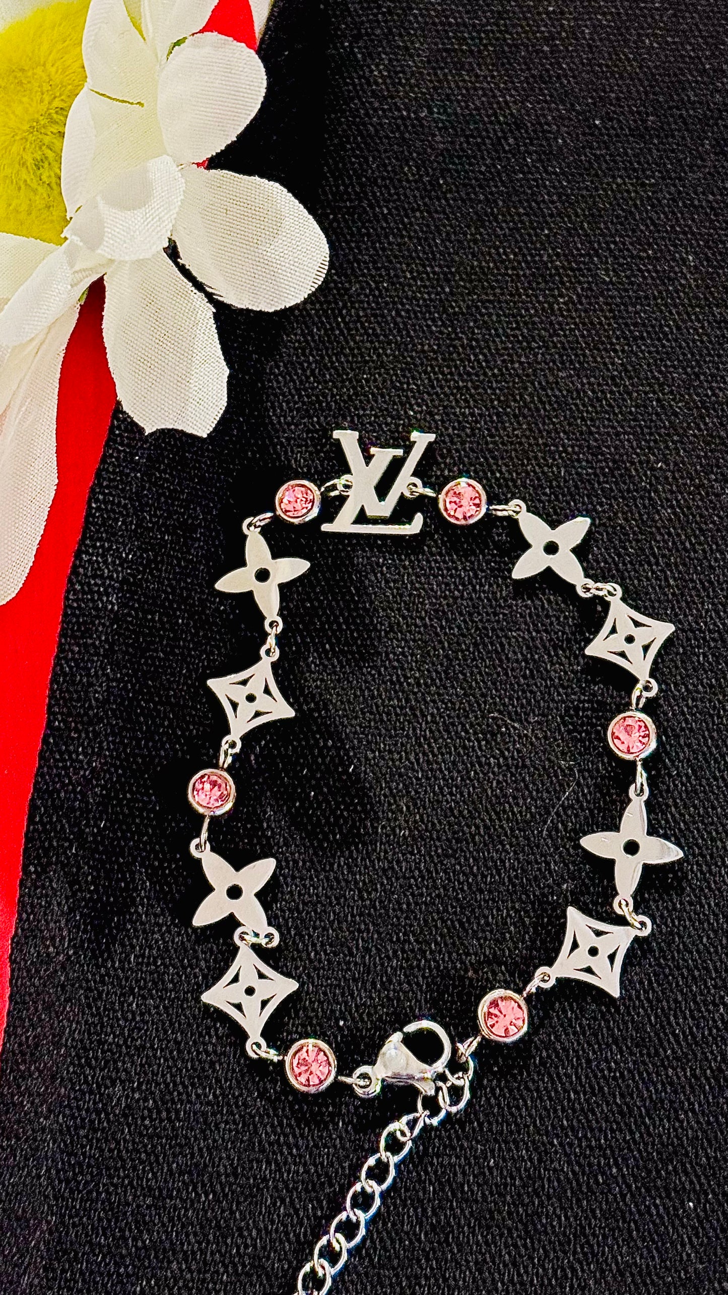 stainless silver with stone