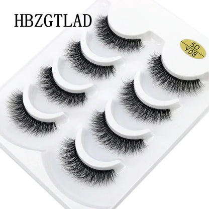 HBZGTLAD 4pairs mink lashes natural long invisible thin band fake lashes transparent terrier soft eyelashes extension Beauty