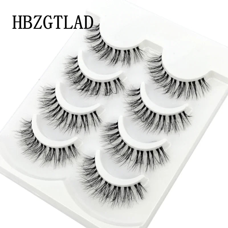HBZGTLAD 4pairs mink lashes natural long invisible thin band fake lashes transparent terrier soft eyelashes extension Beauty