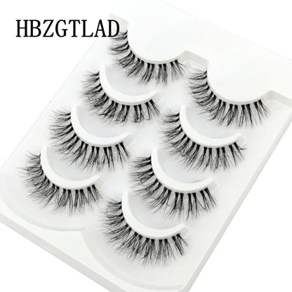 HBZGTLAD 4pairs mink lashes natural long invisible thin band fake lashes transparent terrier soft eyelashes extension Beauty