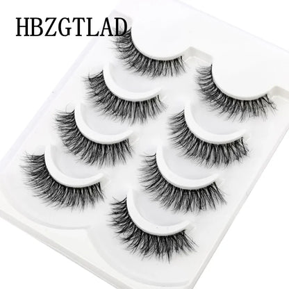 HBZGTLAD 4pairs mink lashes natural long invisible thin band fake lashes transparent terrier soft eyelashes extension Beauty