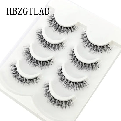 HBZGTLAD 4pairs mink lashes natural long invisible thin band fake lashes transparent terrier soft eyelashes extension Beauty