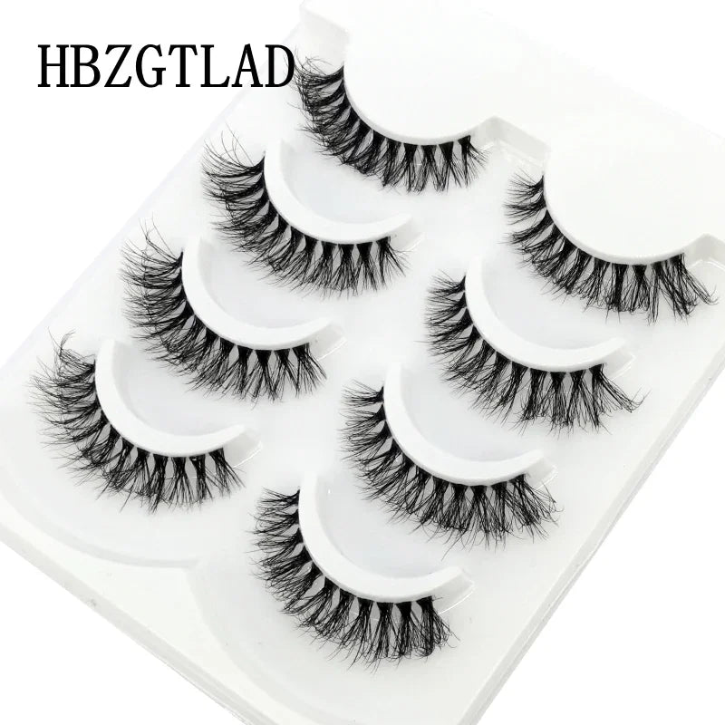 HBZGTLAD 4pairs mink lashes natural long invisible thin band fake lashes transparent terrier soft eyelashes extension Beauty