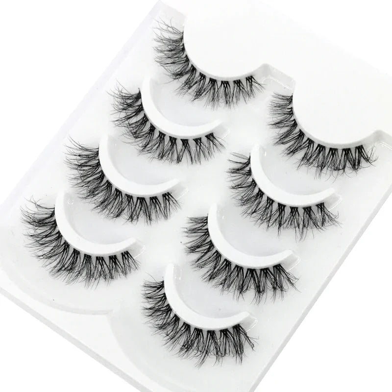 HBZGTLAD 4pairs mink lashes natural long invisible thin band fake lashes transparent terrier soft eyelashes extension Beauty