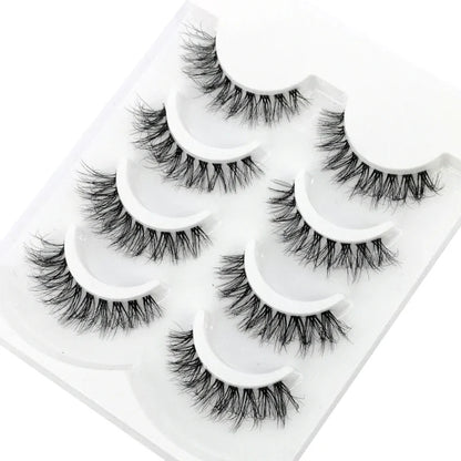 HBZGTLAD 4pairs mink lashes natural long invisible thin band fake lashes transparent terrier soft eyelashes extension Beauty