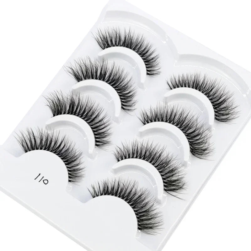 HBZGTLAD 4pairs mink lashes natural long invisible thin band fake lashes transparent terrier soft eyelashes extension Beauty