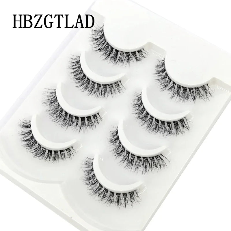 HBZGTLAD 4pairs mink lashes natural long invisible thin band fake lashes transparent terrier soft eyelashes extension Beauty