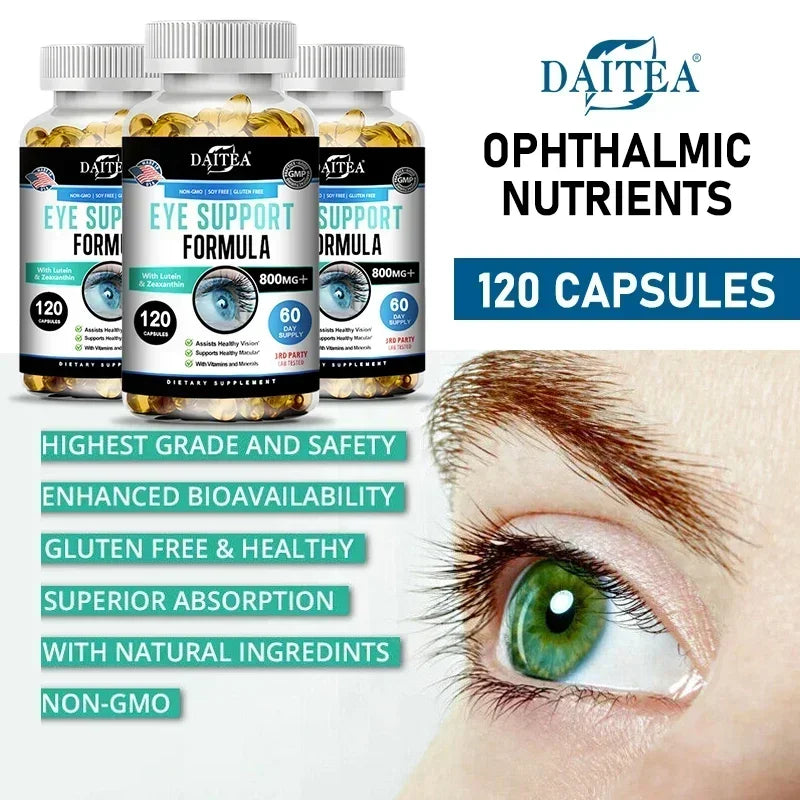 Lutein and Zeaxanthin, Eye Health Formula Supplement, Support Vision Health, Relieve Eye Strain, Non-GMO Capsules