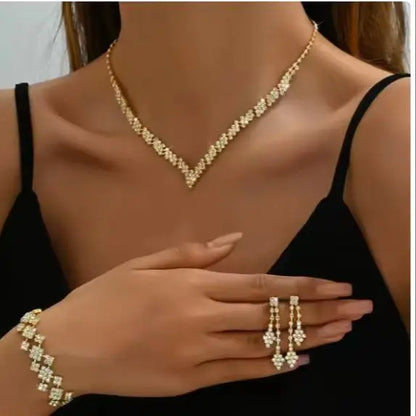 Advanced and versatile necklace, earring, bracelet, and jewelry set suitable for wedding, banquet, and party accessories