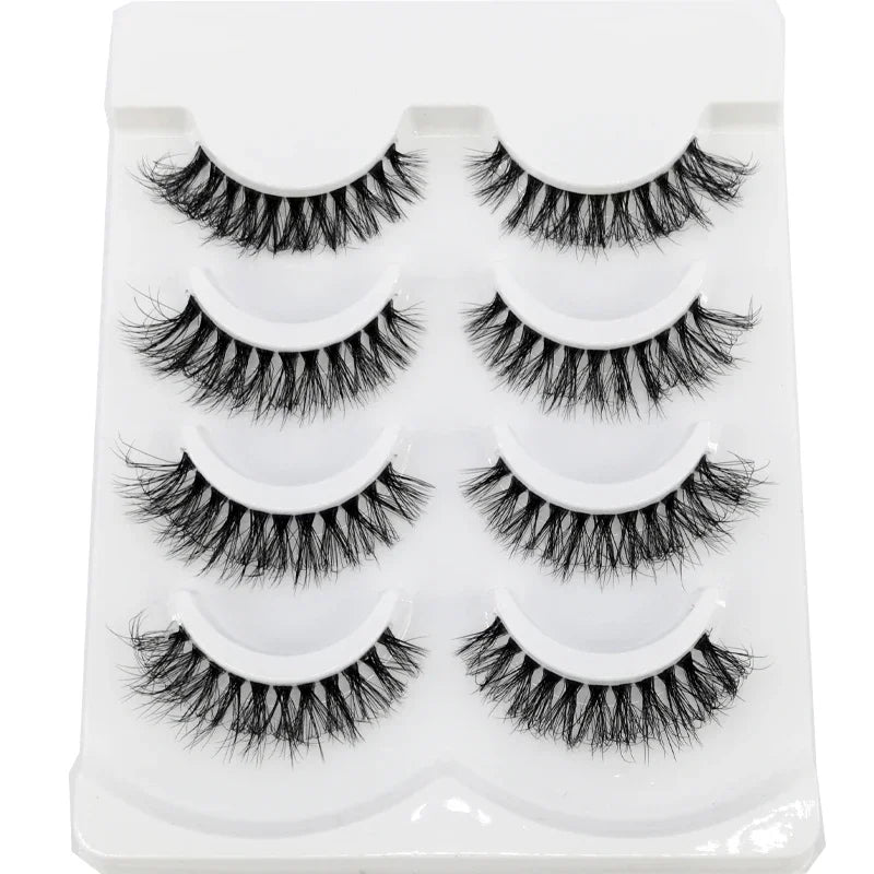 HBZGTLAD 4pairs mink lashes natural long invisible thin band fake lashes transparent terrier soft eyelashes extension Beauty