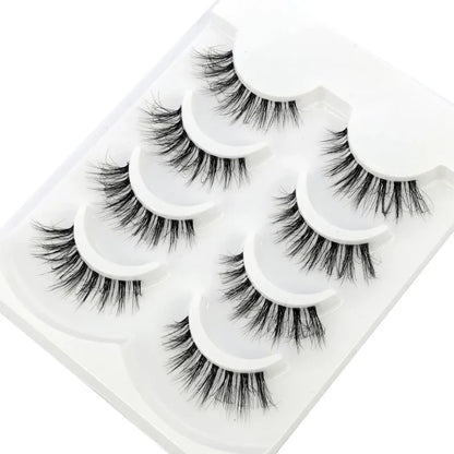 HBZGTLAD 4pairs mink lashes natural long invisible thin band fake lashes transparent terrier soft eyelashes extension Beauty