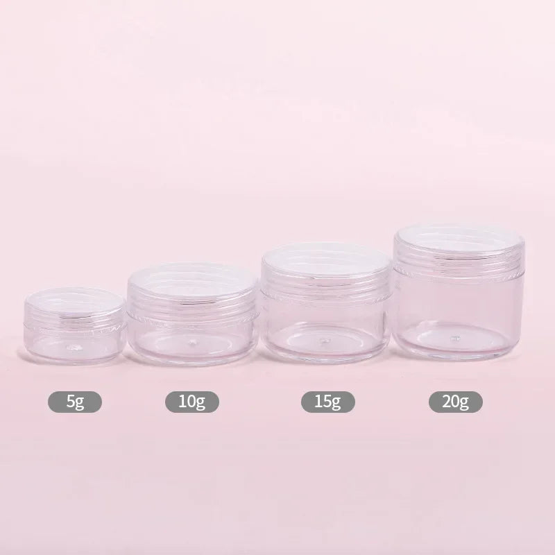 10 Pcs Empty Transparent Plastic Jars with Lids Round Storage Containers Wide Mouth Beauty Products Cosmetics Crafts and Foods