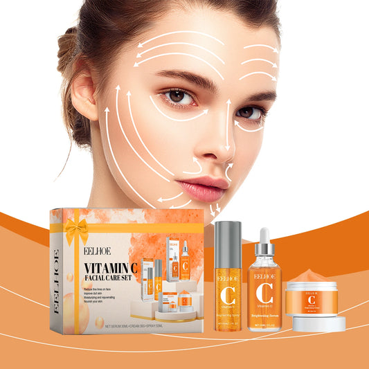 Vitamin C Facial Care Set Enhancing Skin Elasticity Firming Brightening Skin Reducing Fine Lines and Wrinkles Face Skin Care Kit
