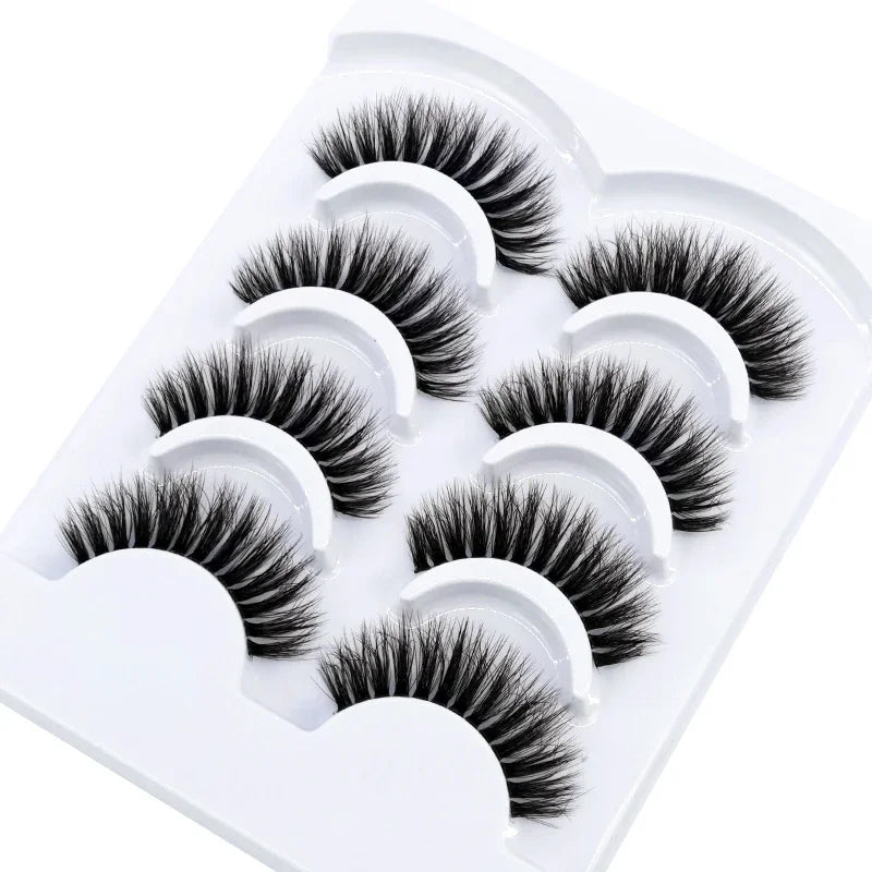 HBZGTLAD 4pairs mink lashes natural long invisible thin band fake lashes transparent terrier soft eyelashes extension Beauty