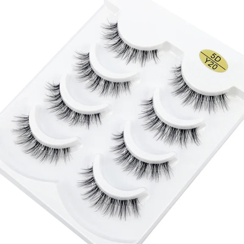 HBZGTLAD 4pairs mink lashes natural long invisible thin band fake lashes transparent terrier soft eyelashes extension Beauty