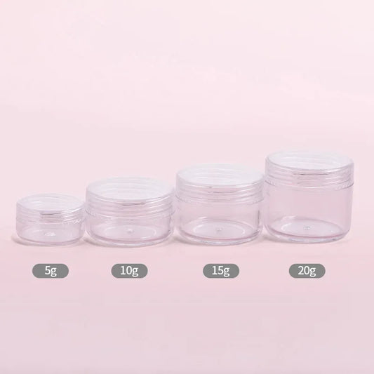 10 Pcs Empty Transparent Plastic Jars with Lids Round Storage Containers Wide Mouth Beauty Products Cosmetics Crafts and Foods