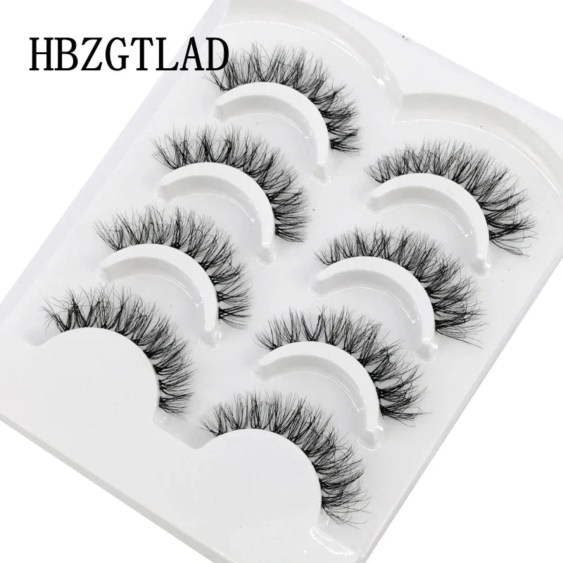 HBZGTLAD 4pairs mink lashes natural long invisible thin band fake lashes transparent terrier soft eyelashes extension Beauty