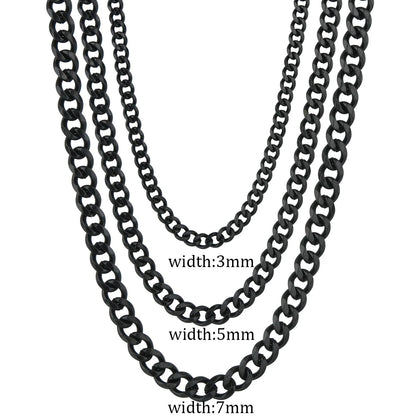 3/5/7mm Stainless Steel Cuban Link Chain Classic Punk Personality Jewelry Simple Fashion Hip-hop Couple Necklace for Men Women