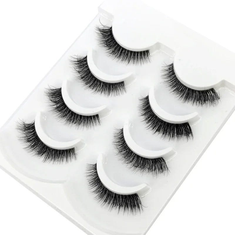 HBZGTLAD 4pairs mink lashes natural long invisible thin band fake lashes transparent terrier soft eyelashes extension Beauty