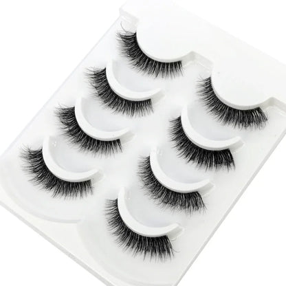 HBZGTLAD 4pairs mink lashes natural long invisible thin band fake lashes transparent terrier soft eyelashes extension Beauty