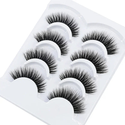 HBZGTLAD 4pairs mink lashes natural long invisible thin band fake lashes transparent terrier soft eyelashes extension Beauty