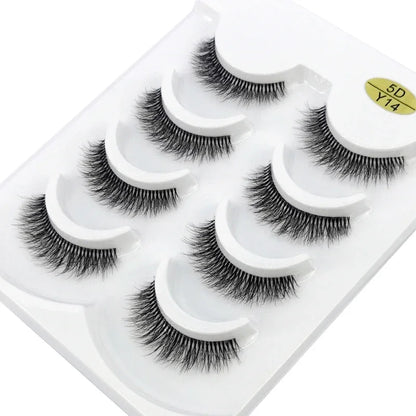 HBZGTLAD 4pairs mink lashes natural long invisible thin band fake lashes transparent terrier soft eyelashes extension Beauty