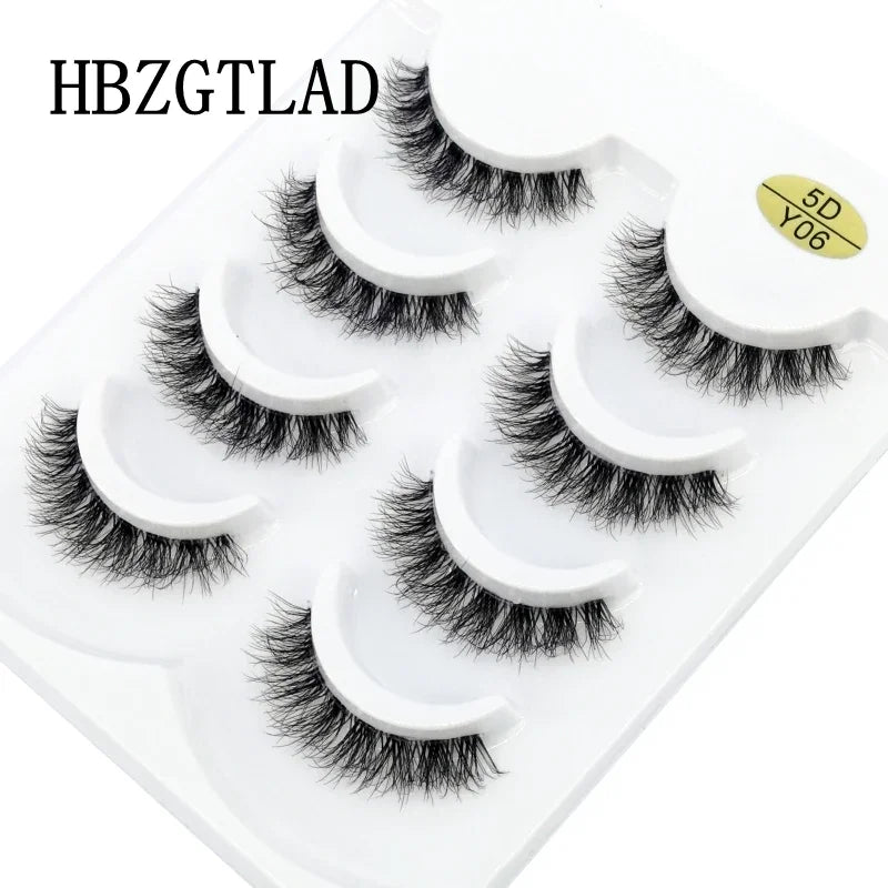 HBZGTLAD 4pairs mink lashes natural long invisible thin band fake lashes transparent terrier soft eyelashes extension Beauty