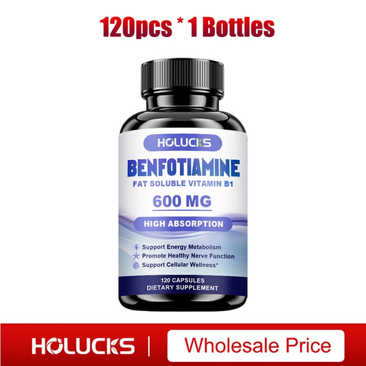 Benfotiamine Capsules, with Fat-Soluble Vitamin B1, Support Nerve Health, Energy Metabolism & Cellular Wellness for Men & Women