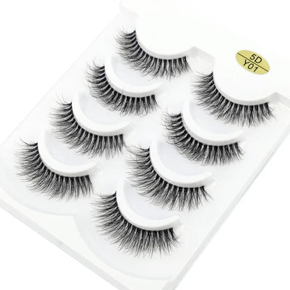 HBZGTLAD 4pairs mink lashes natural long invisible thin band fake lashes transparent terrier soft eyelashes extension Beauty