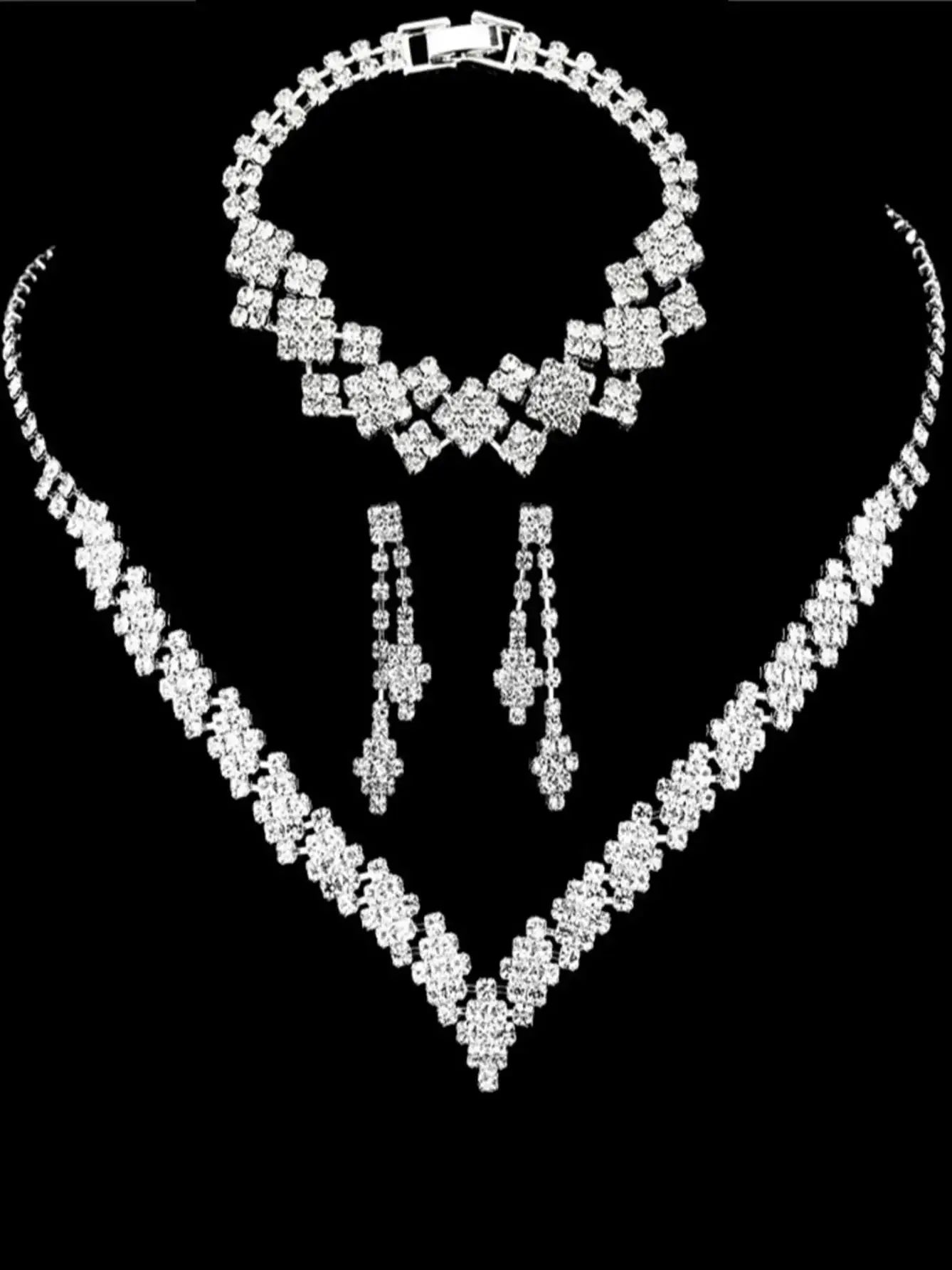Advanced and versatile necklace, earring, bracelet, and jewelry set suitable for wedding, banquet, and party accessories