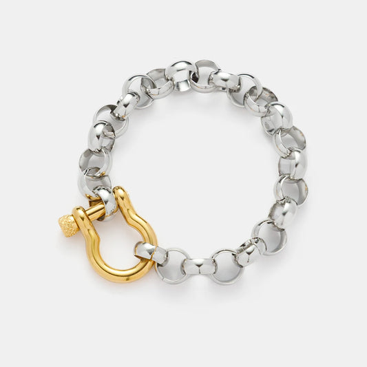YF5154 Exaggerate Waterproof Stainless Steel Jewelry Chunky O Shaped Chain 18K Gold Plated Horseshoe Bracelet for Women