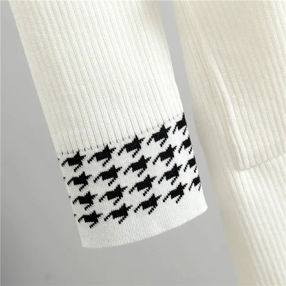 2026 Spring and Autumn Classic Knitted Dresses Women Elegant Button-Knit Dress Long Sleeve Sweater Dress
