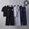 Cross-border 2026 Summer Light Luxury Style Knitted Loose Casual Suit Neck Short Sleeve + Straight Wide Leg Pants Two-piece Set