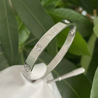 New Crystal Cuff Screwdriver Bracelet for Women Stainless Steel Engraved Bangle Screw Bangle Elegant Party Wedding Jewelry Gift