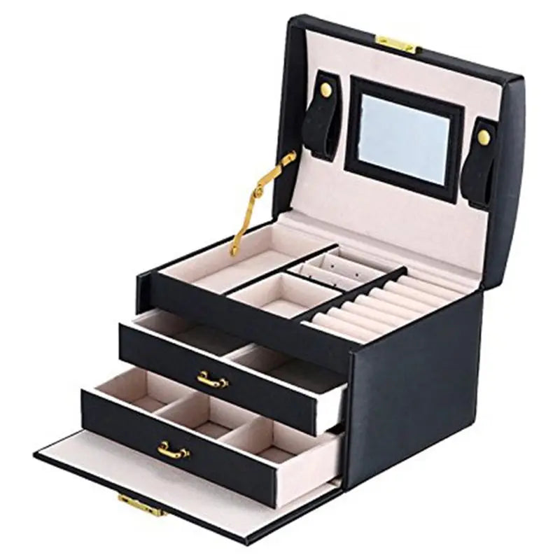 Jewelry Box case / Boxes / Cosmetic Box, Jewelry and Cosmetics Beauty case with 2 Drawers 3 Layers