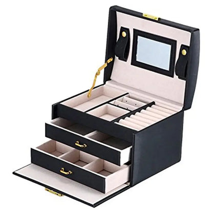 Jewelry Box case / Boxes / Cosmetic Box, Jewelry and Cosmetics Beauty case with 2 Drawers 3 Layers