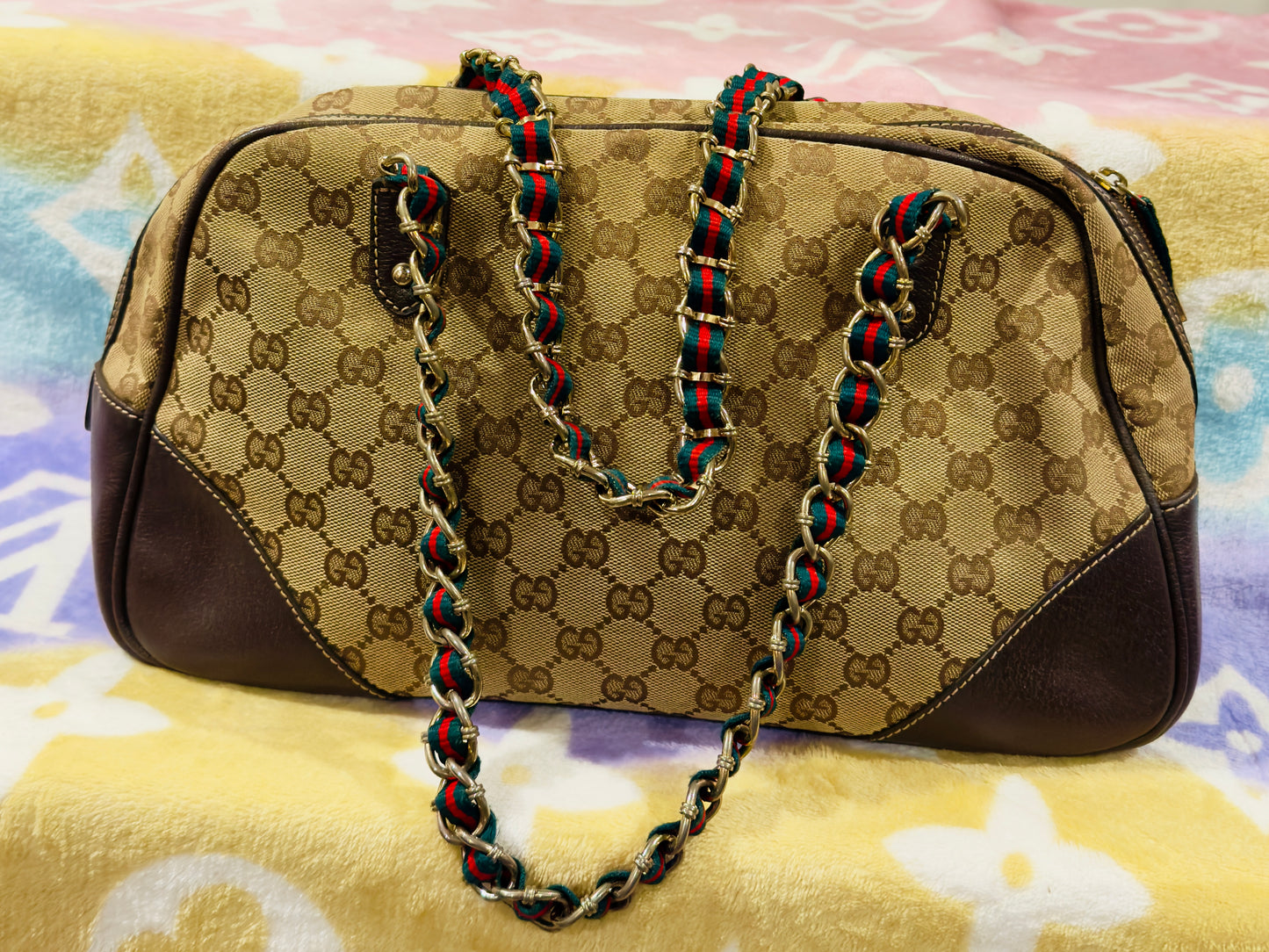 Gucci Sherry Shoulder Bag Gg Canvas Beige