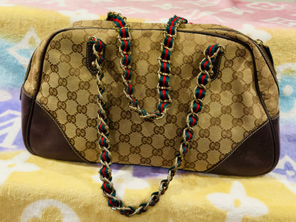 Gucci Sherry Shoulder Bag Gg Canvas Beige