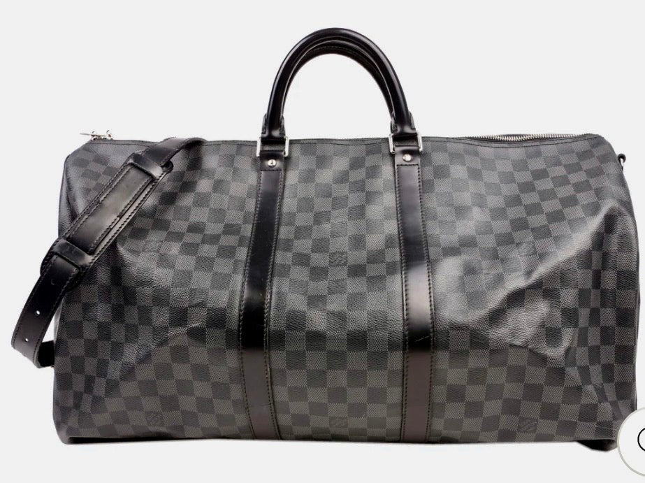 Louis Vuitton Damier Graphite Keepall Bandouliere 55 Travel Duffle Bag