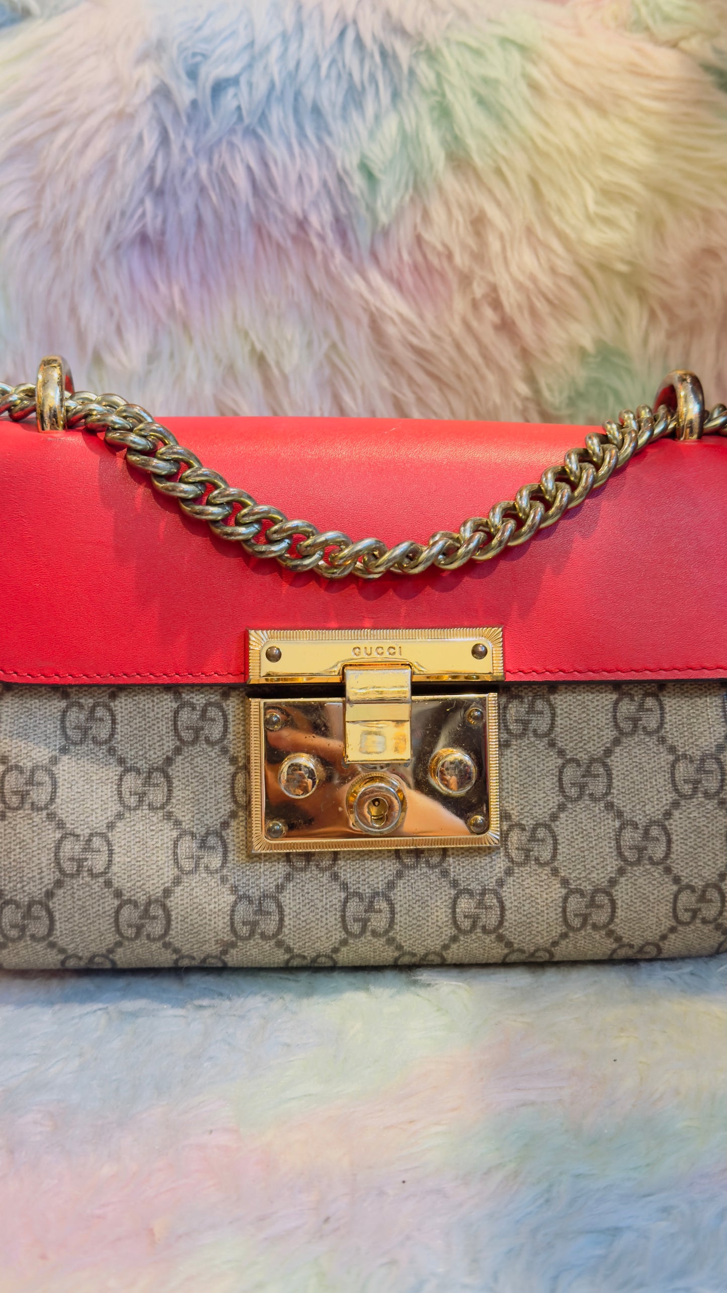 Gucci Small GG Supreme Padlock Crossbody