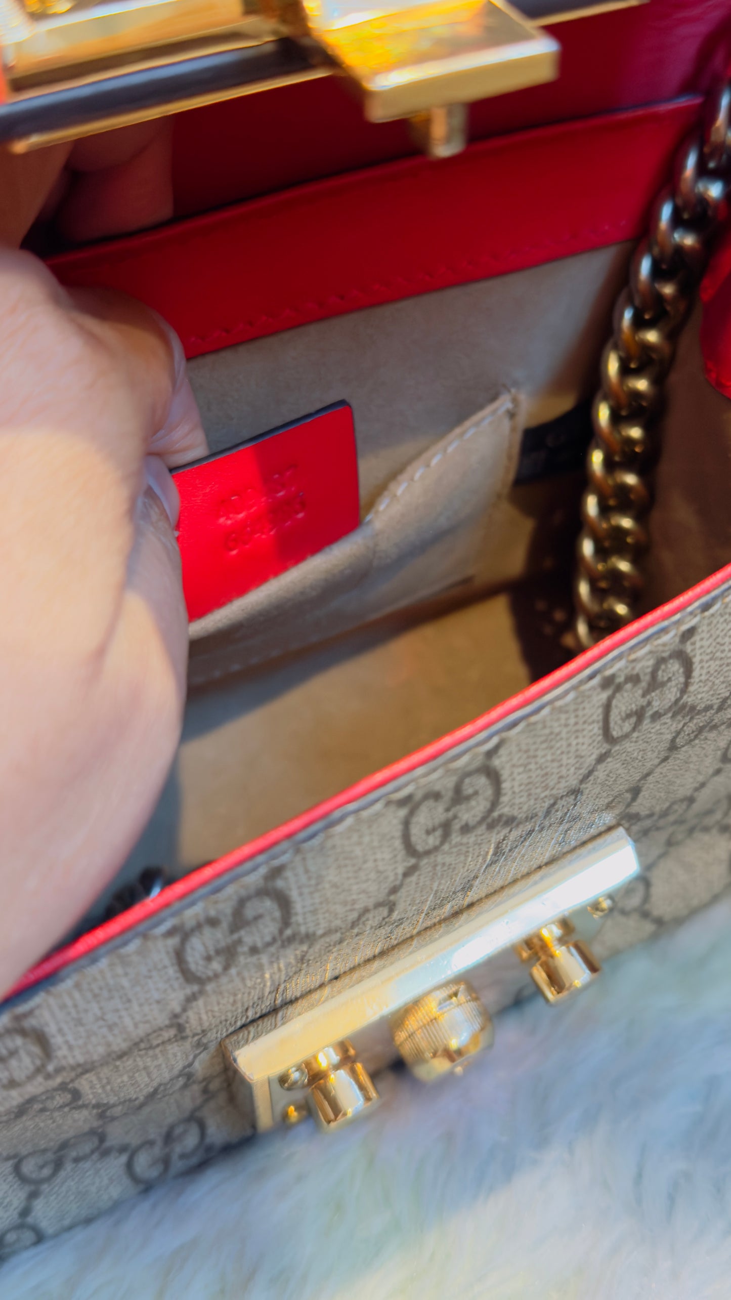 Gucci Small GG Supreme Padlock Crossbody