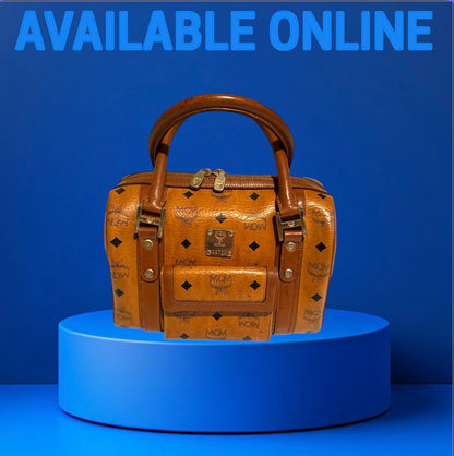 Mcm Cognac Visetos Boston Bag