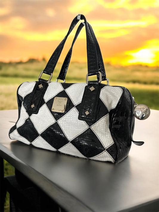Rare MCM Limited Edition Vintage Diamond Monogram Large Bowling/Travel Bag