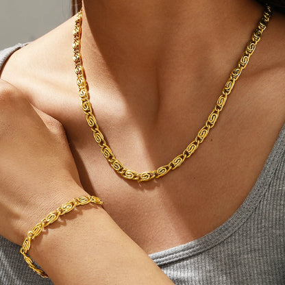 DOTIFI Stainless Steel Fashion Simple Popular Necklace Paper Clip Bracelet Set Female Street Hip-Hop Style Jewelry Accessories