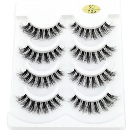 HBZGTLAD 4pairs mink lashes natural long invisible thin band fake lashes transparent terrier soft eyelashes extension Beauty