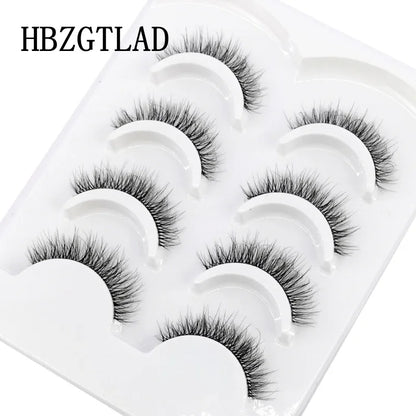 HBZGTLAD 4pairs mink lashes natural long invisible thin band fake lashes transparent terrier soft eyelashes extension Beauty