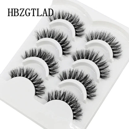 HBZGTLAD 4pairs mink lashes natural long invisible thin band fake lashes transparent terrier soft eyelashes extension Beauty