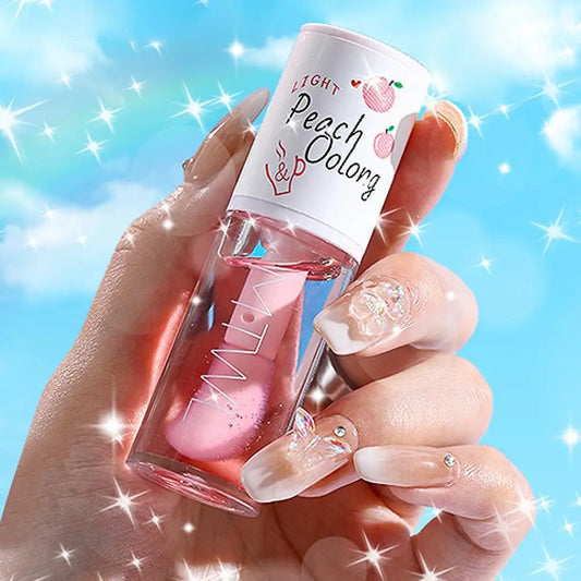 Korean Kawaii Lip gloss Honey Peach Lip Oil Long Lasting Non-sticky Moisturizing Vitamin E Lip Tint Lip Plumper Lip Care Serum