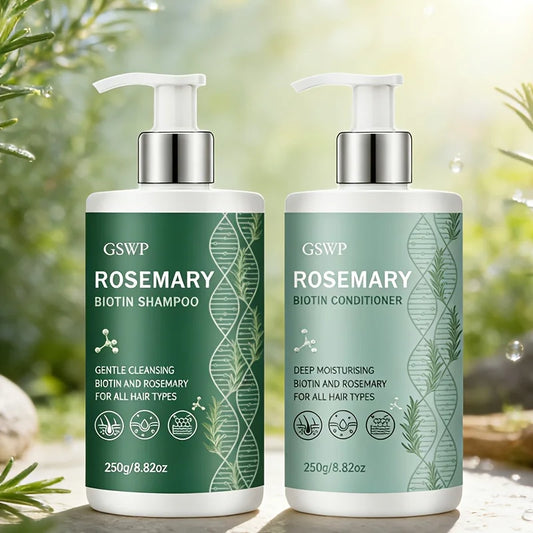 GSWP Rosemary Biotin Hair Set: castor oil & keratin, 7-in-1 for deep moisture, gentle cleanse, oil control.250g+250g